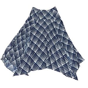 Rixo blue plaid asymmetrical midi skirt